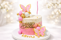Blush Gold Butterfly Cake