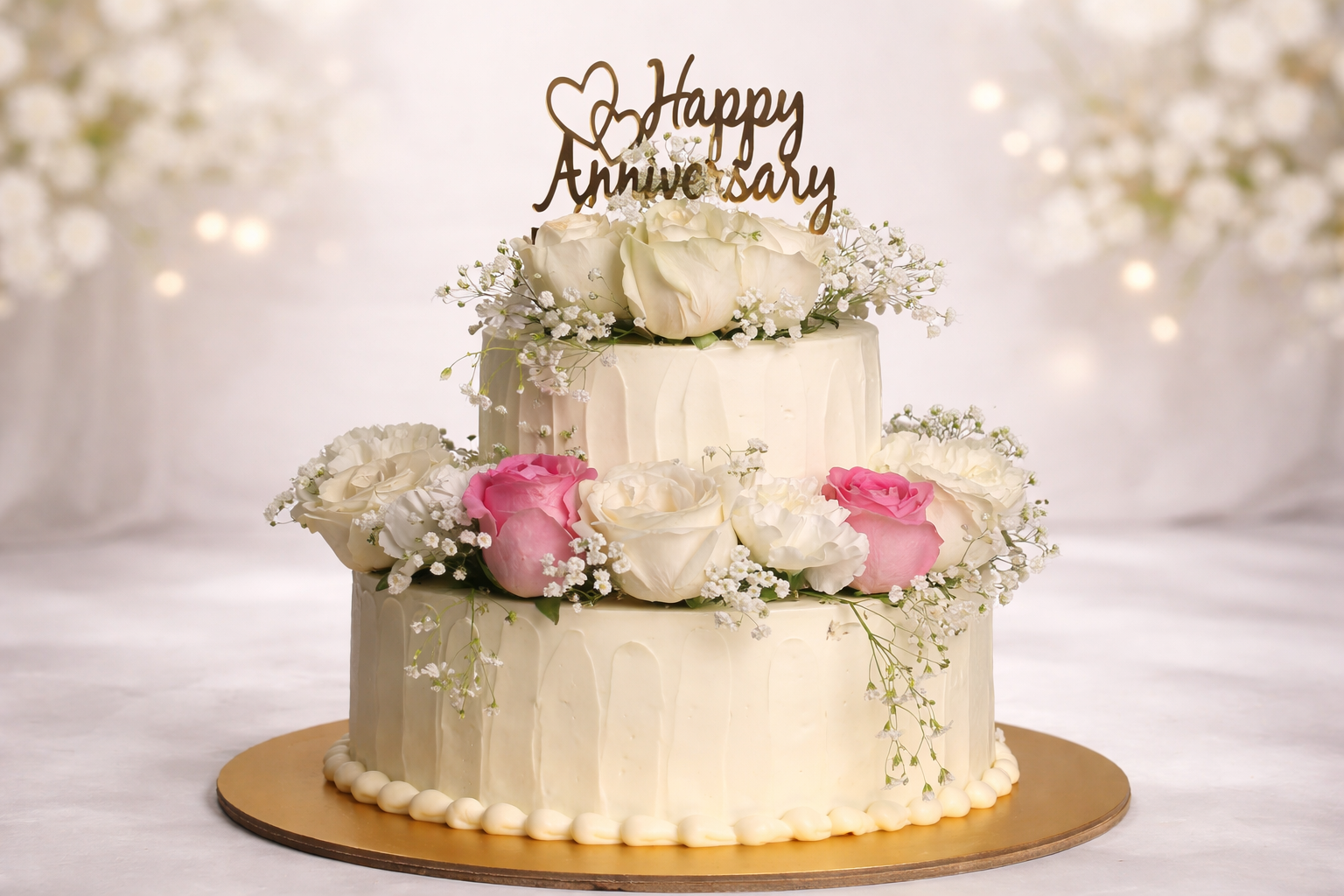 Fresh Flower Anniversary Cake