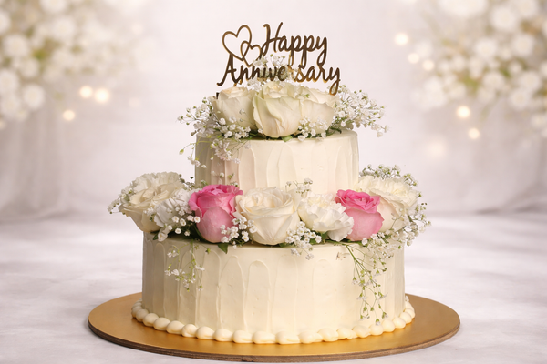 Fresh Flower Anniversary Cake