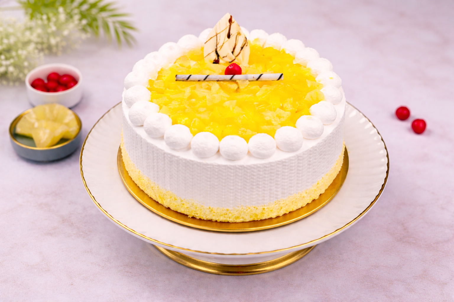 Eggless Pineapple Cream Cake