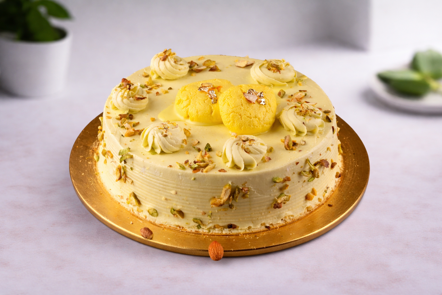 Eggless Ras Malai Cake