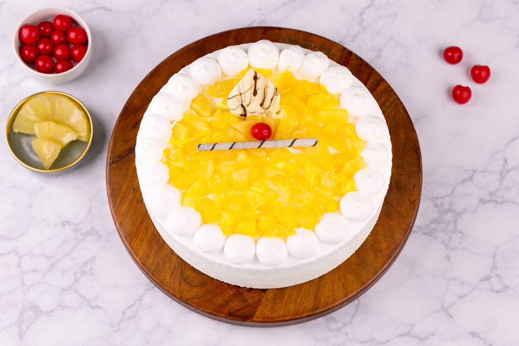 Eggless Pineapple Cream Cake