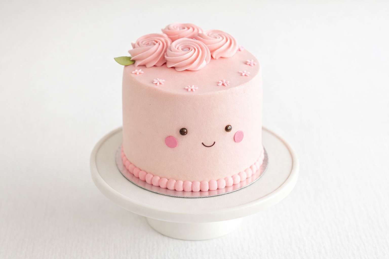 Cute Pink Floral Face Cake | Designer Birthday Cake for Girls